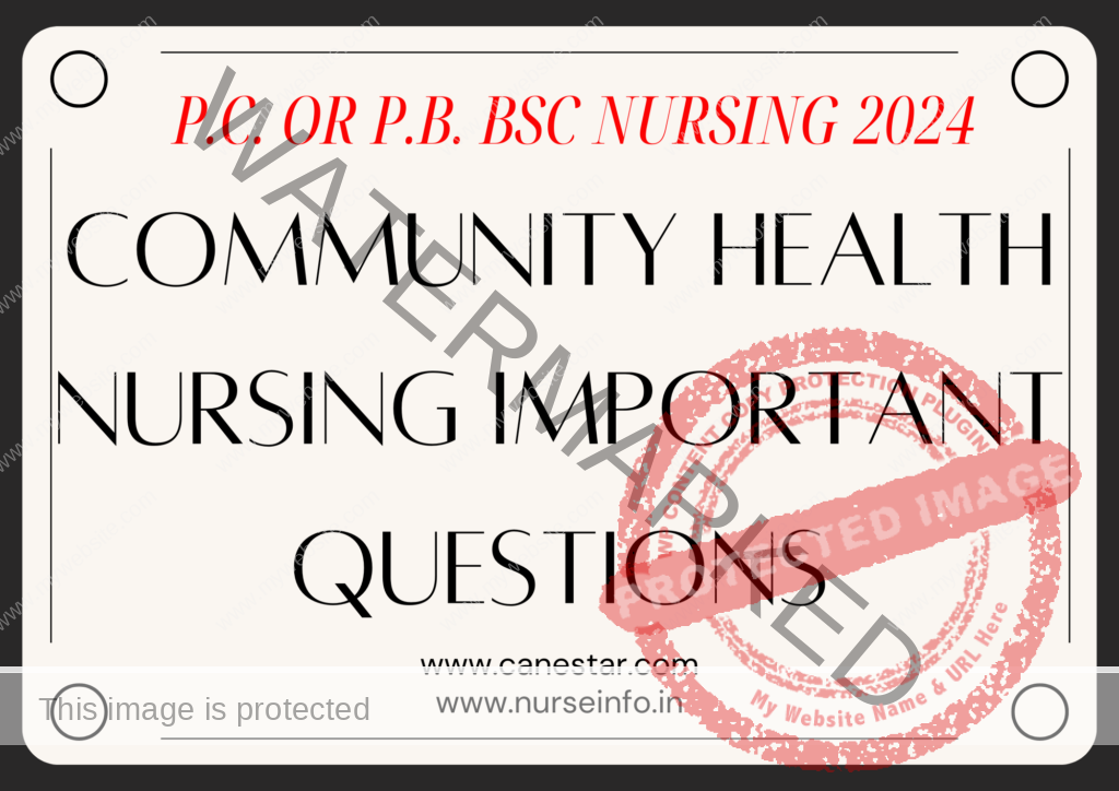 P.C OR PB BSC NURSING COMMUNITY HEALTH NURSING IMPORTANT QUESTIONS