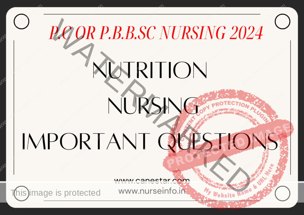 ﻿ P.C. BSC/PB BSC FIRST YEAR – NUTRITION AND DIETETICS, NURSING IMPORTANT QUESTION - INC SYLLABUS