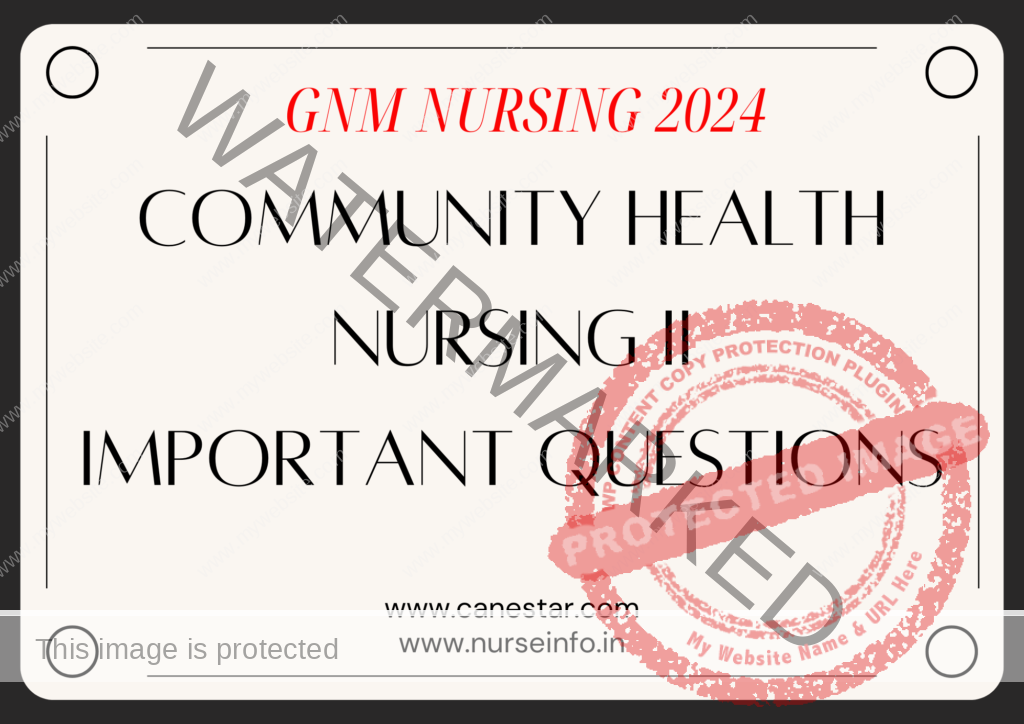 COMMUNITY HEALTH NURSING II IMPORTANT QUESTIONS FOR GNM NURSING 2024