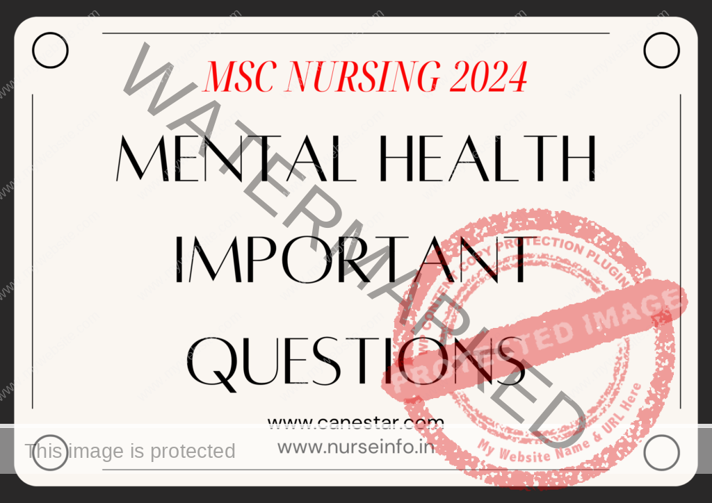 ﻿ MENTAL HEALTH (PSYCHIATRIC) NURSING IMPORTANT QUESTIONS FOR MSC NURSING 2024