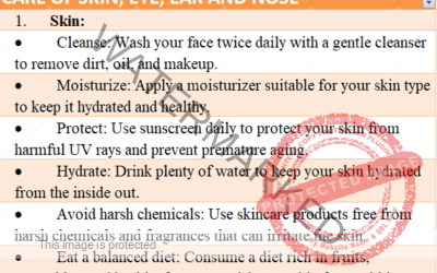 CARE OF SKIN, EAR, NOSE, EYE
