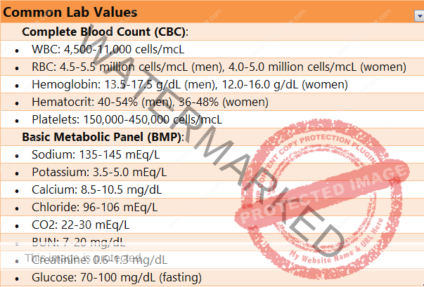 common lab values cheat sheet 