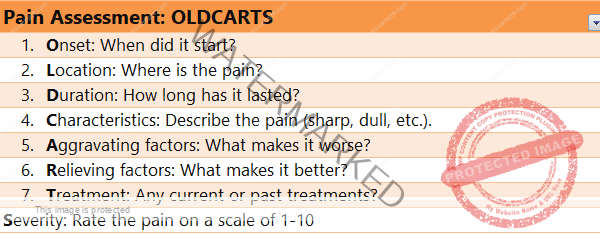 pain assessment - OLDCARTS 