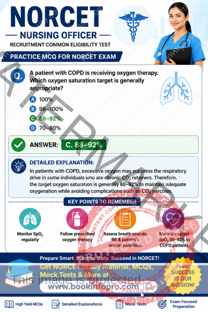 NORCET MCQ, NORCET nursing questions, Nursing Officer exam questions, NORCET practice questions, Nursing Officer recruitment MCQs, NORCET mock test, Nursing Officer study material, NORCET preparation, Nursing Officer exam practice questions.
